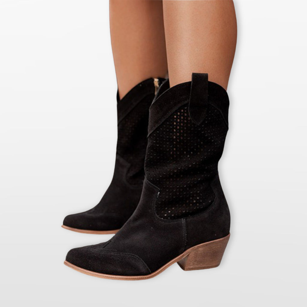Damskie Botki Western Perforowane