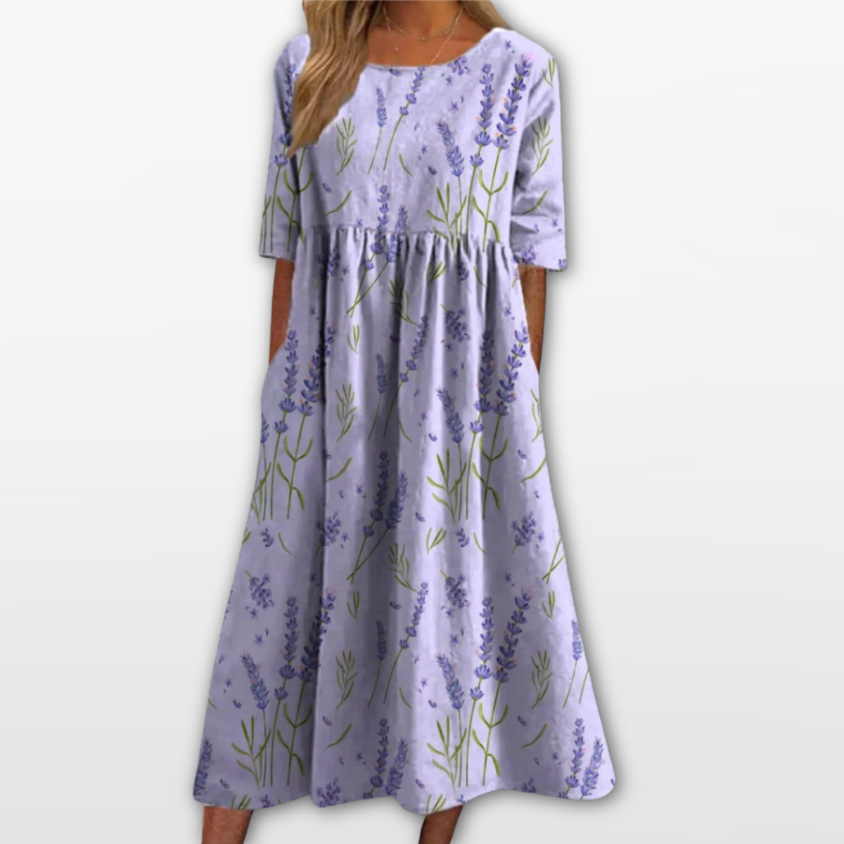 Damska Sukienka Midi Kwiatowa Elegancka Casual