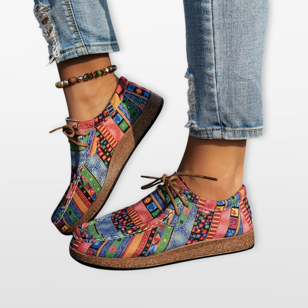 Buty Patchwork Kolorowe Na Platformie Damskie
