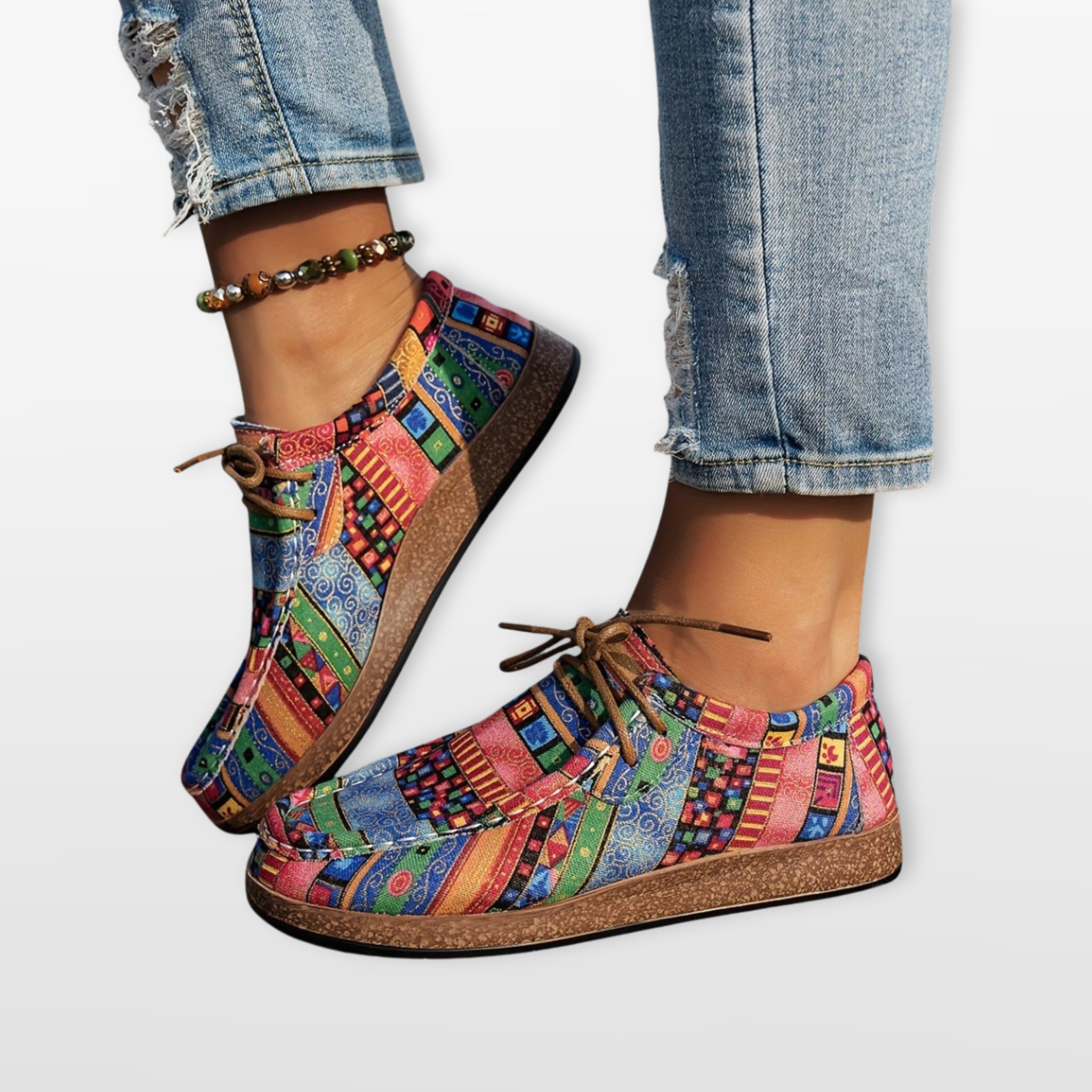 Buty Patchwork Kolorowe Na Platformie Damskie