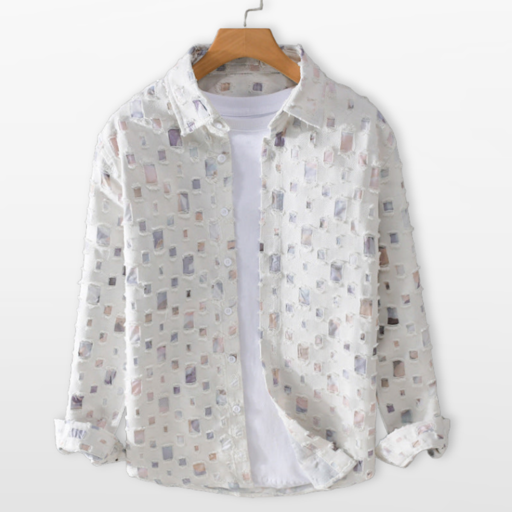 Męska Koszula Casual Wzorzysta Button Down