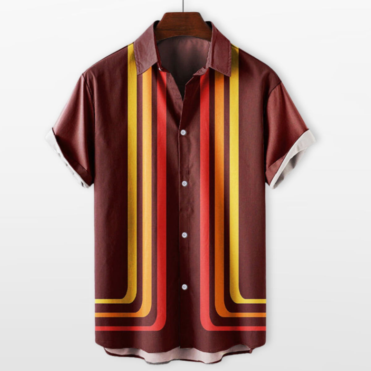 Męska Koszula Letnia Paski Retro Casual