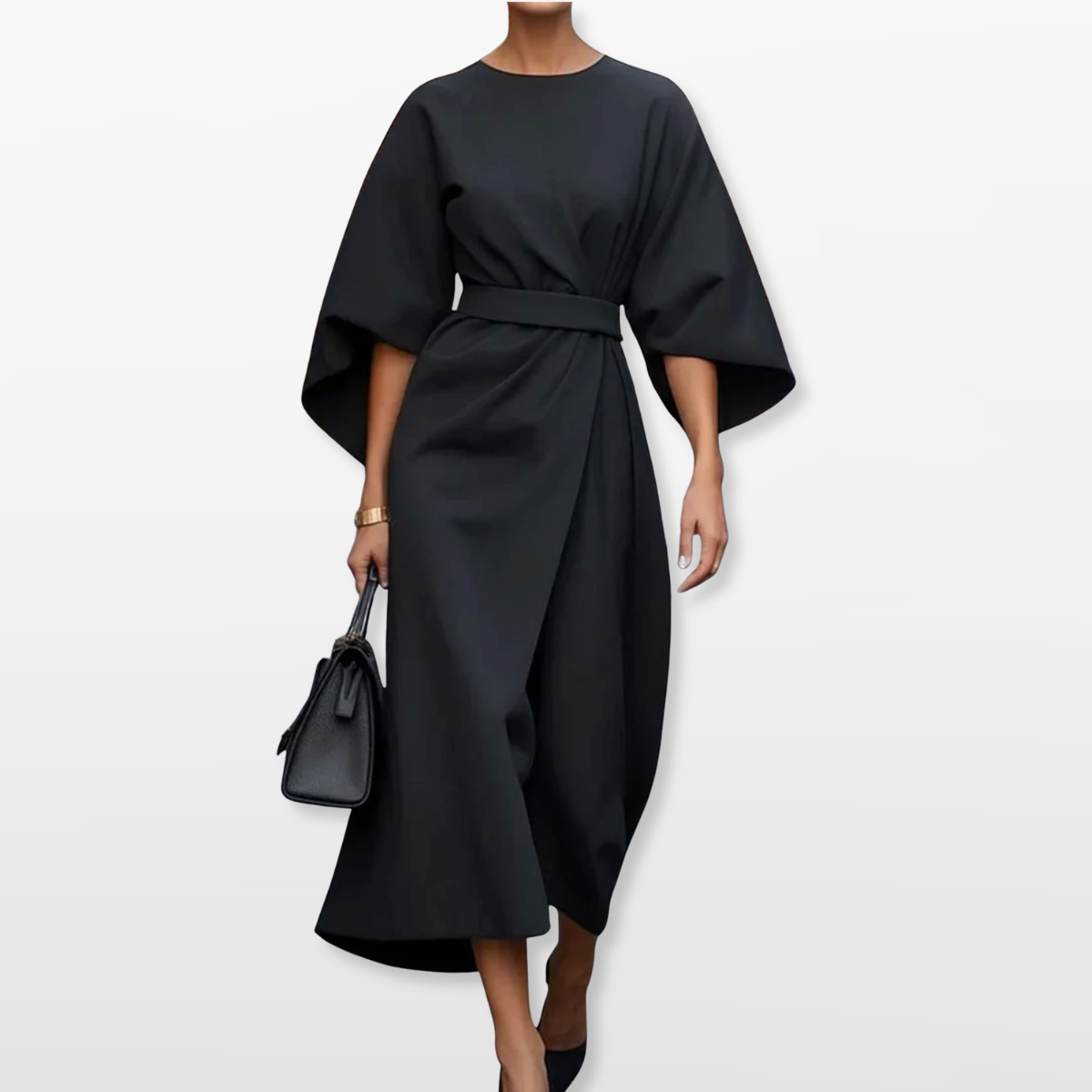 Damska Sukienka Midi Elegancka Minimalistyczna