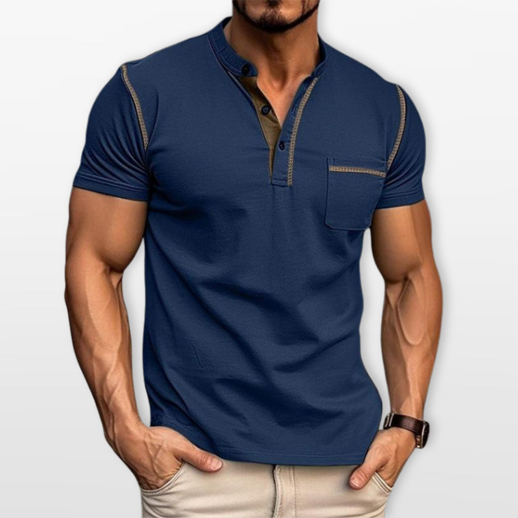 T-Shirt Henley Slim Fit Męski