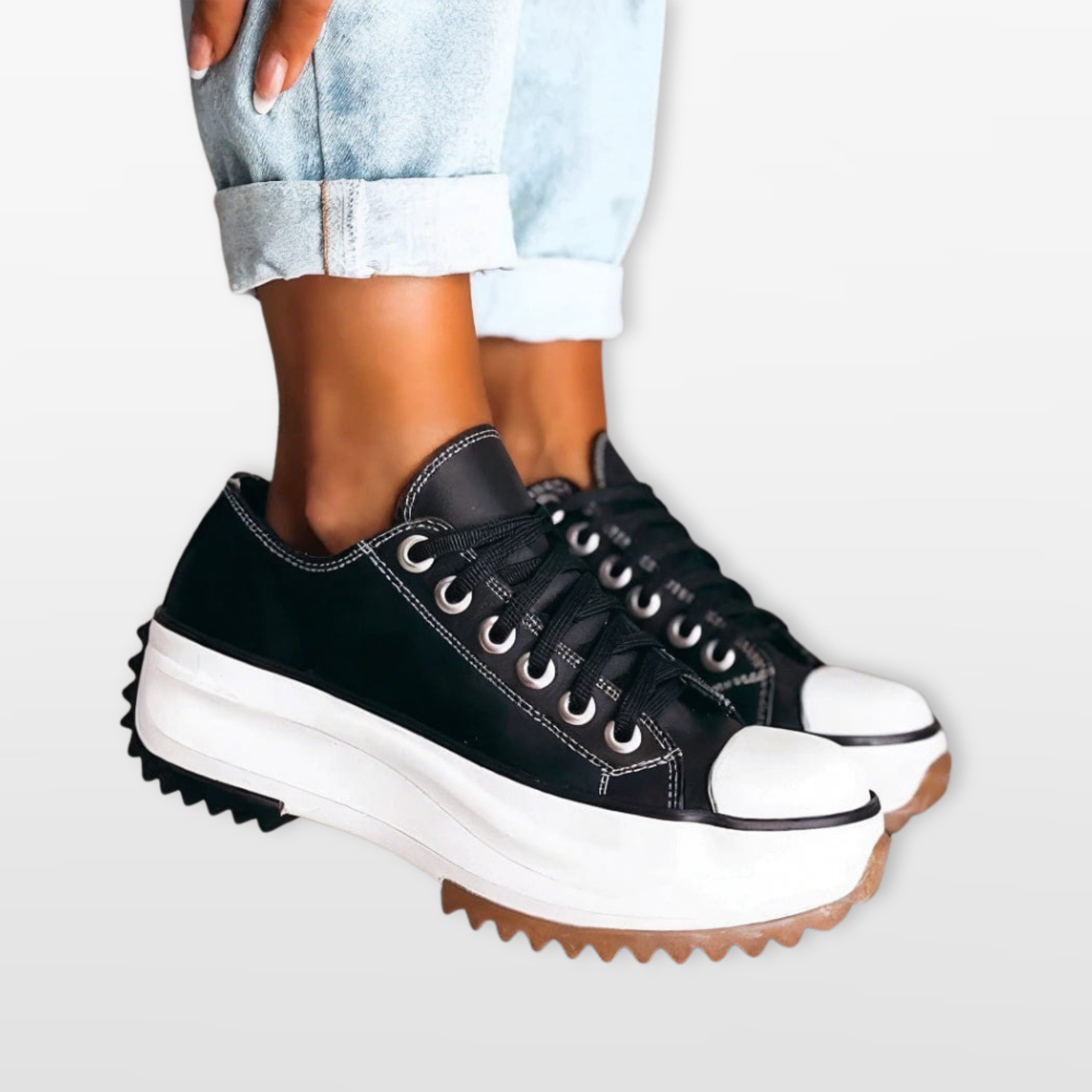 Sneakersy Platformowe Sznurowane Damskie