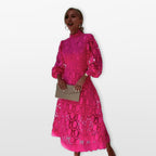 Sukienka Koronkowa Midi Elegancka Damskie
