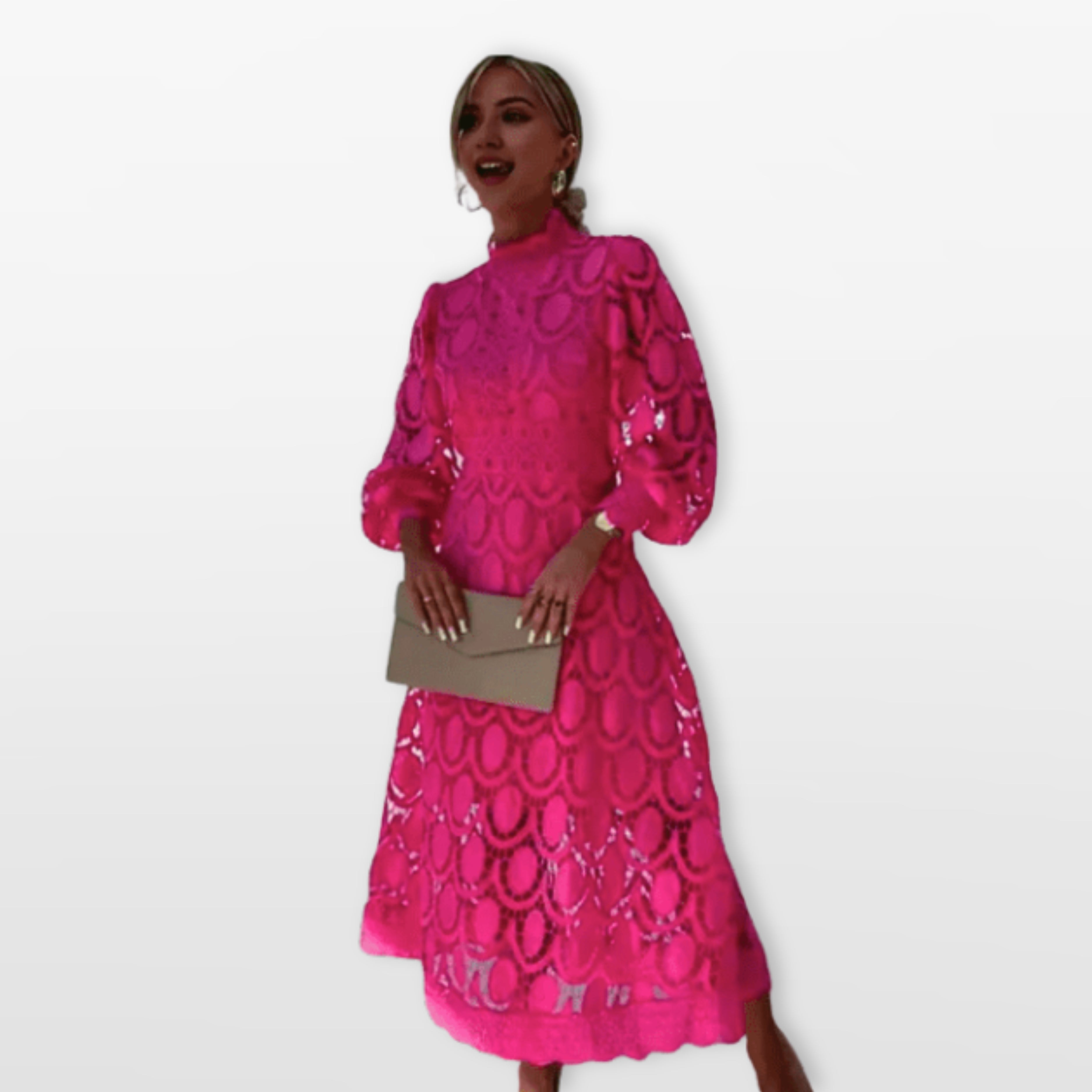 Sukienka Koronkowa Midi Elegancka Damskie