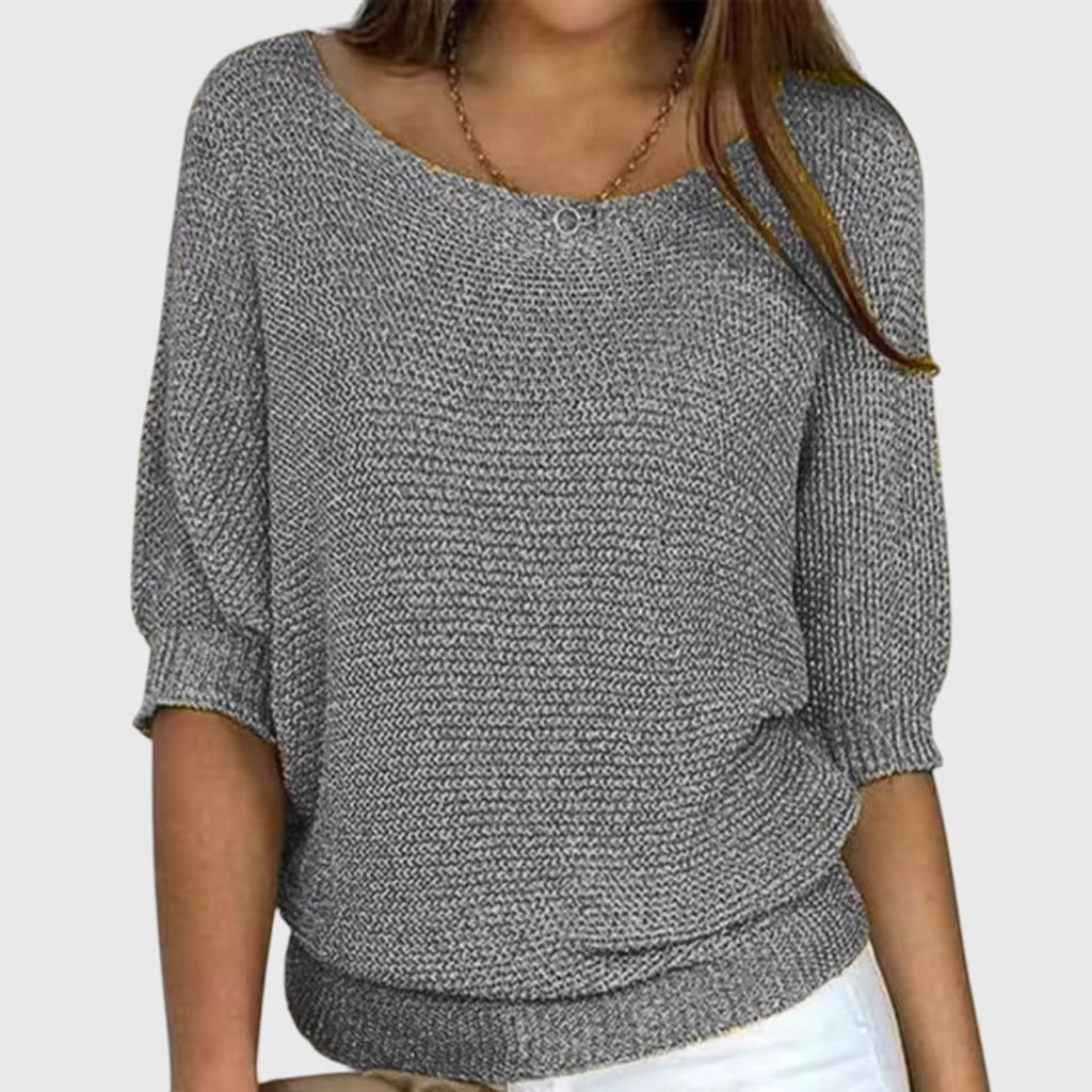 Luźny Sweter z Rękawem 3/4 Damski