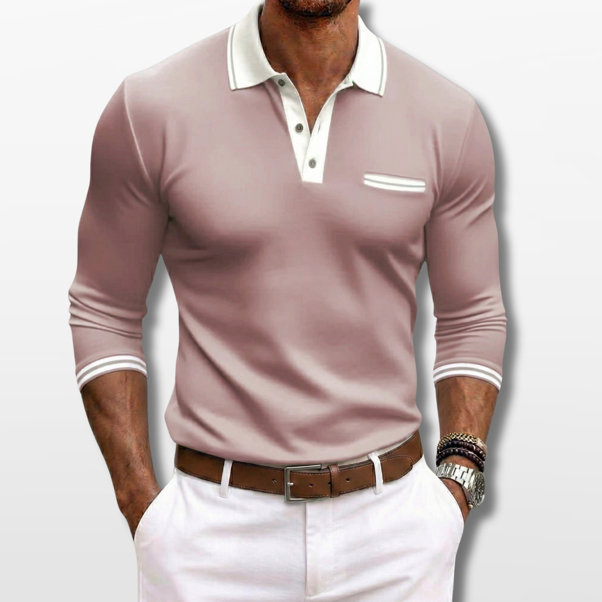 Męska Koszulka Polo Slim Fit z Długim Rękawem