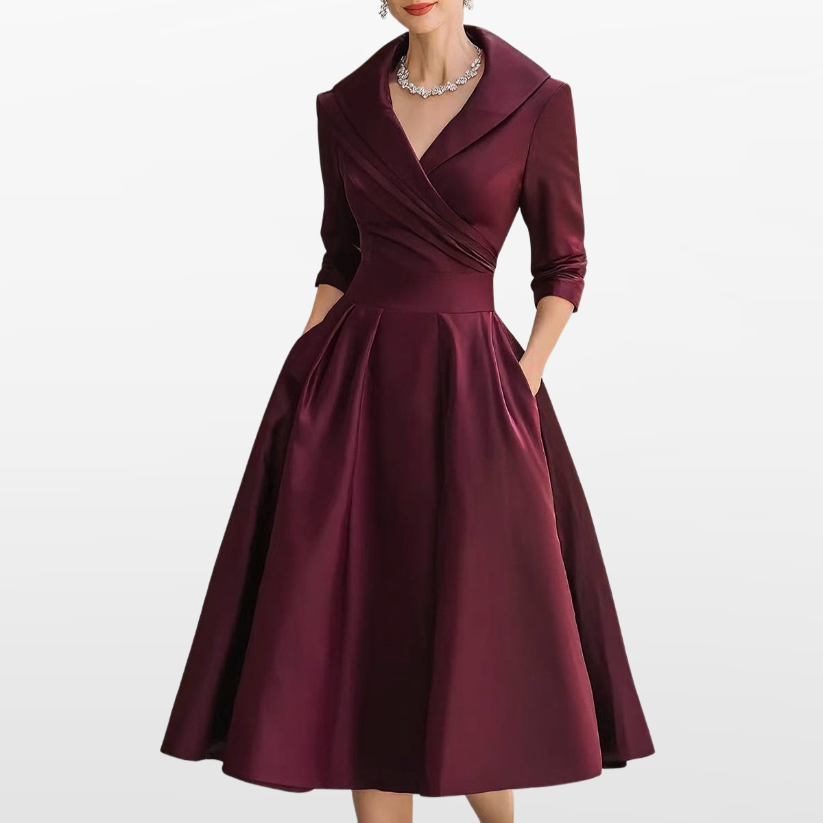 Damska Sukienka Midi Elegancka Wieczorowa