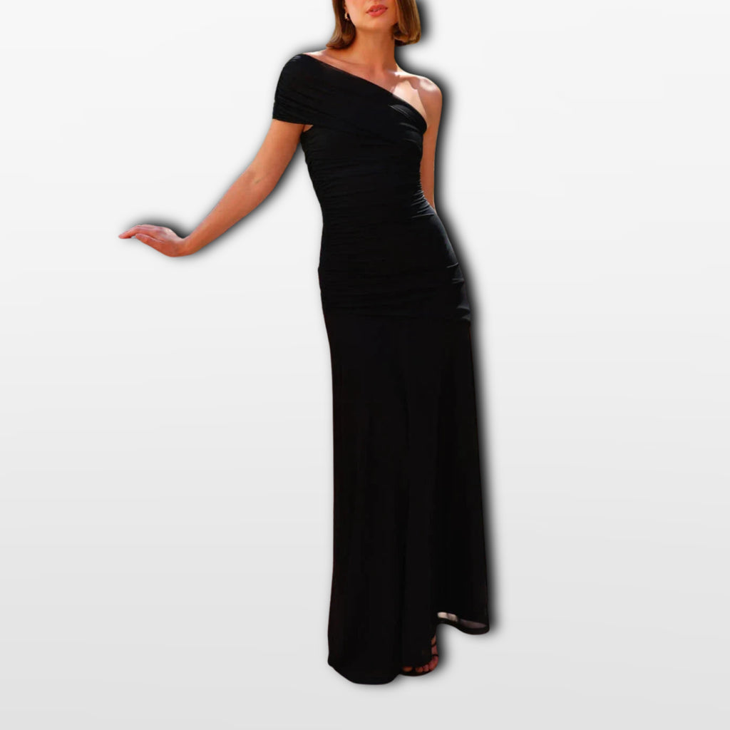 Sukienka Maxi Jedno Ramię Elegancka Damskie