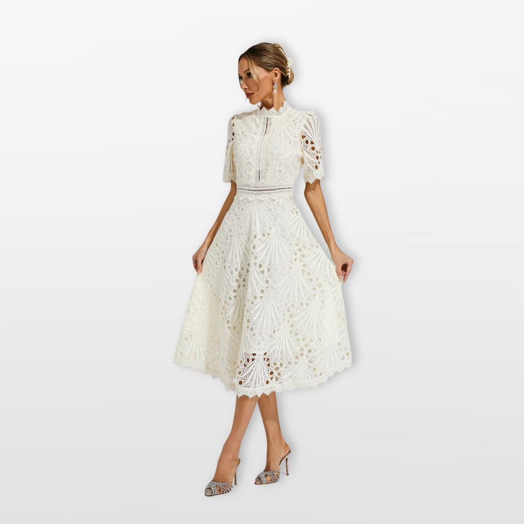 Čipkované midi šaty elegantné dámske