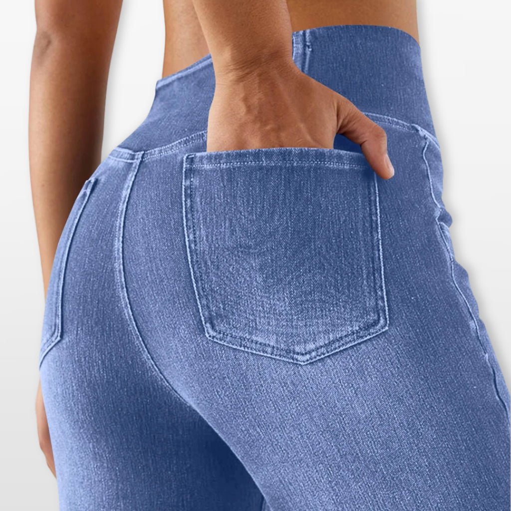 Spodnie Dzwony Wysoki Stan Bootcut Elastyczne Damskie