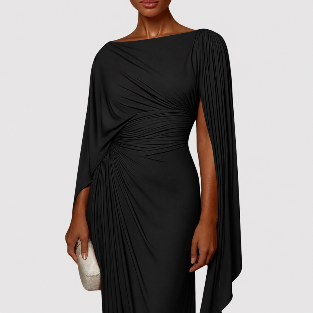 Elegant draperet maxi-aftenkjole til damer
