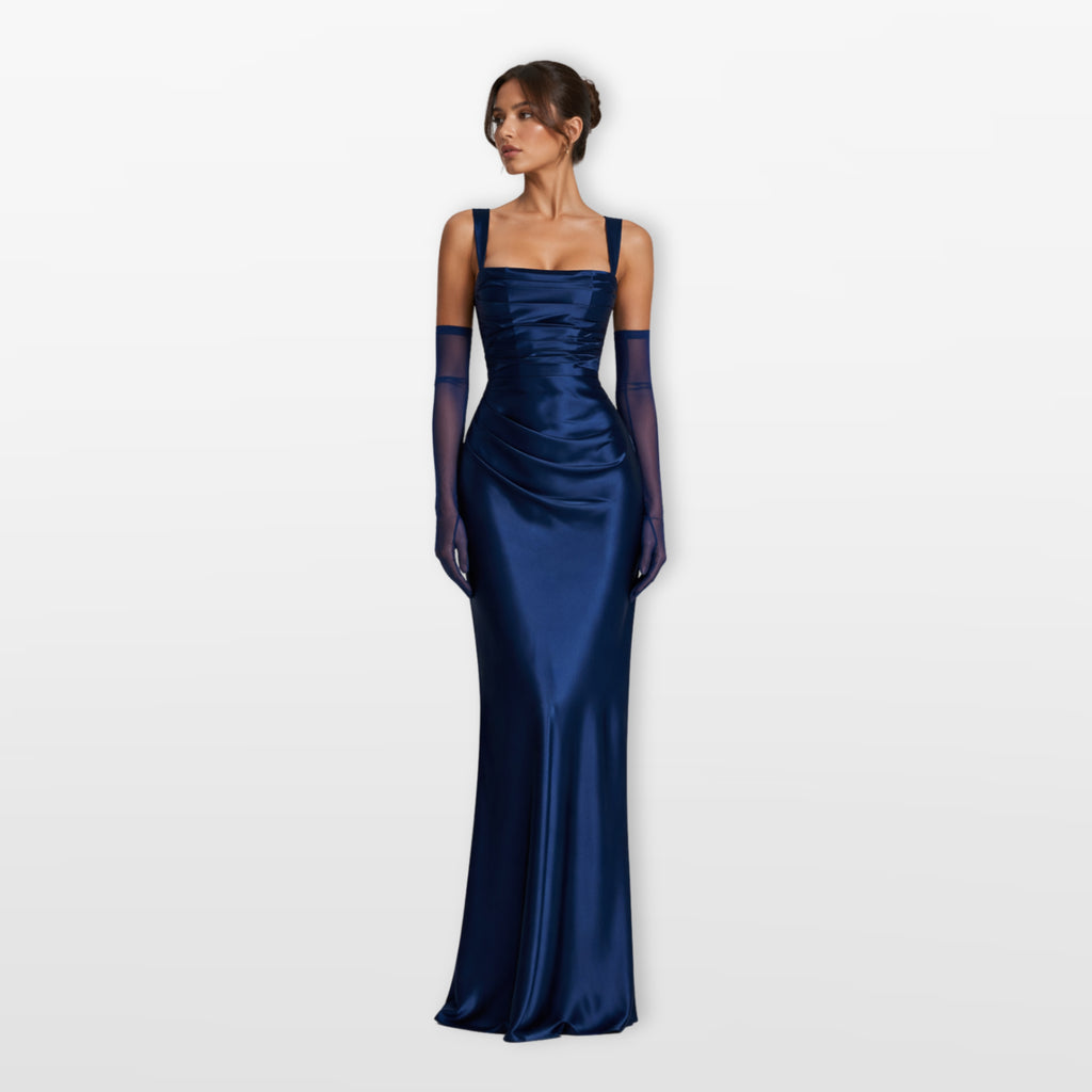 Satynowa Sukienka Maxi Elegancka Damska