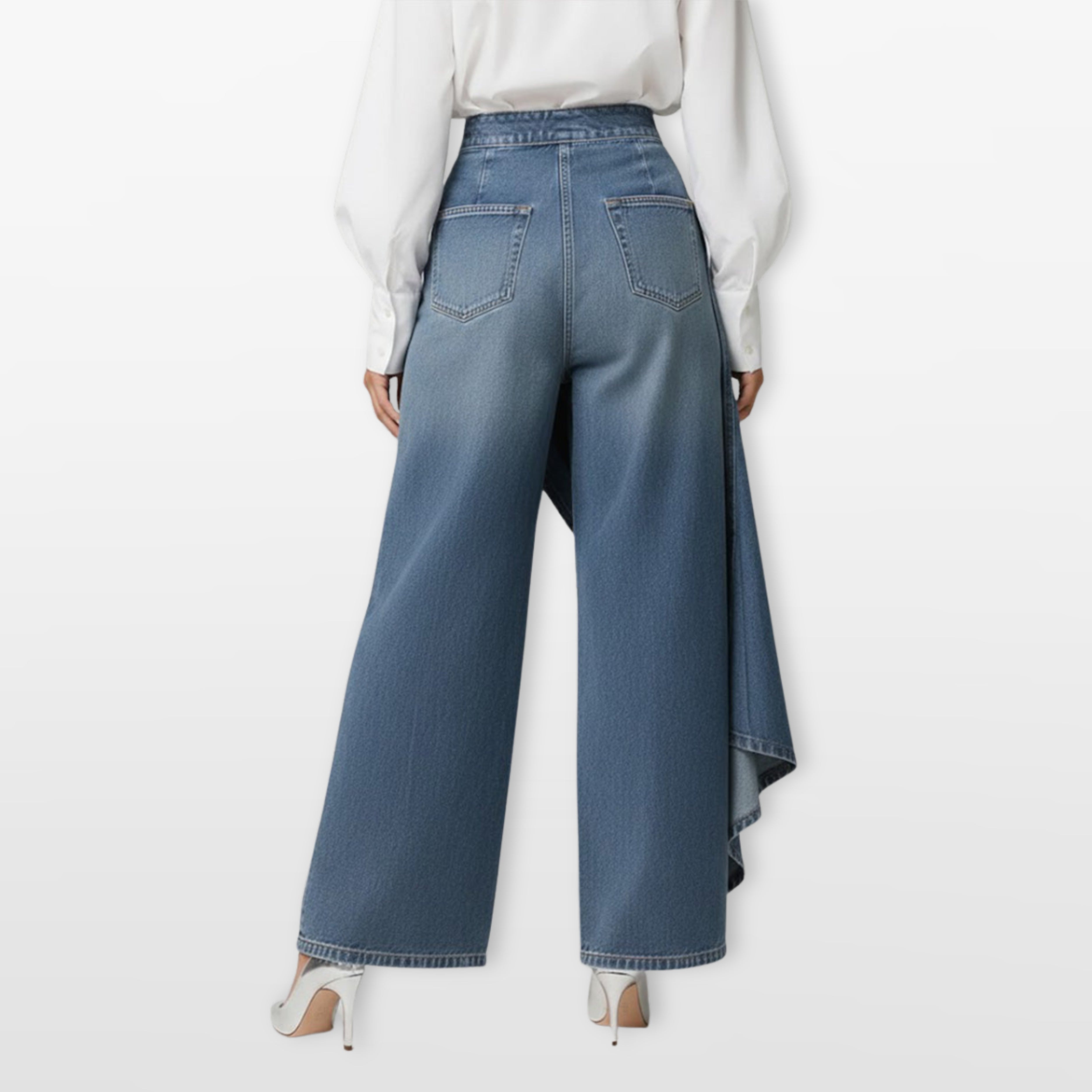 Spodnie Jeans Szerokie Asymetryczne Wysoki Stan Damskie