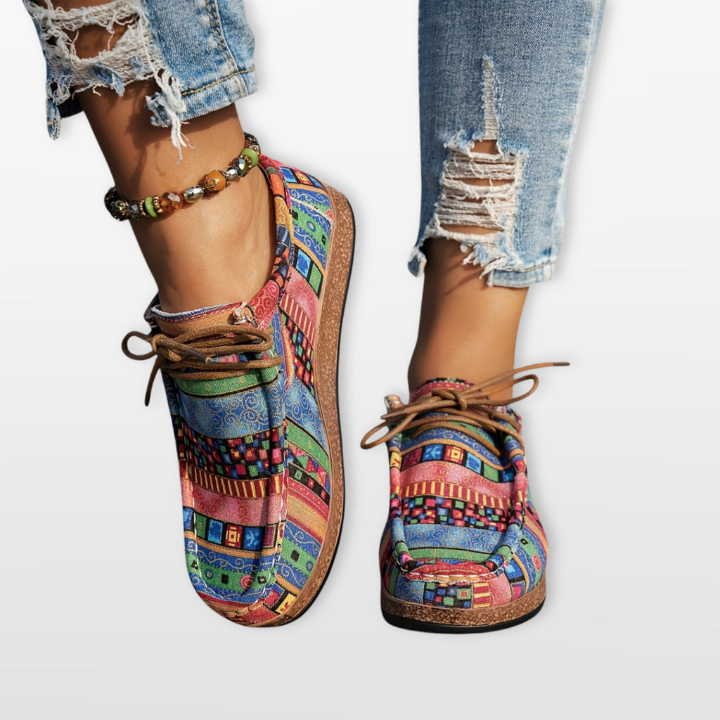 Buty Patchwork Kolorowe Na Platformie Damskie