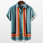 Męska Koszula Letnia Paski Retro Casual