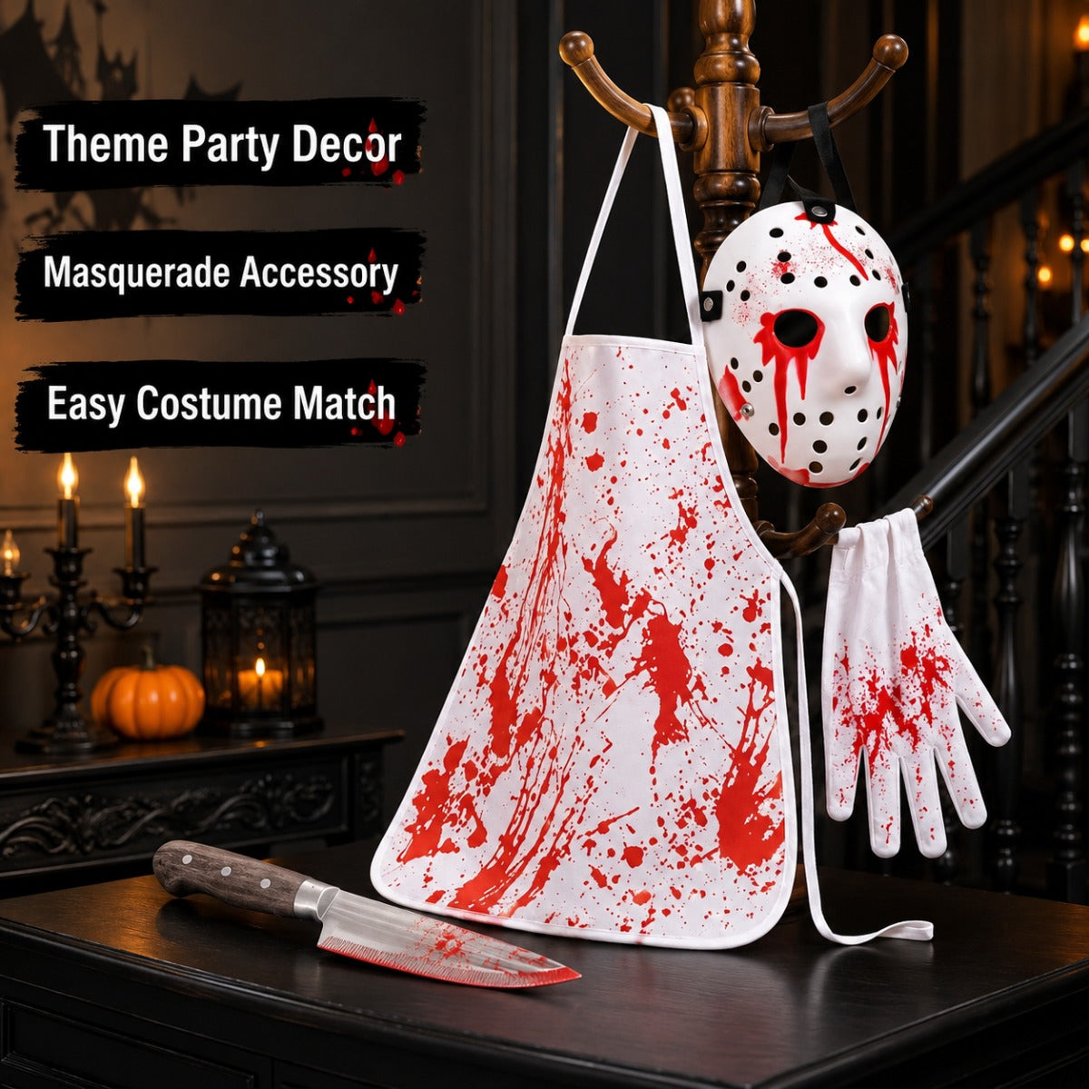 Kostium Rzeźnika Halloween z Fartuchem Męski