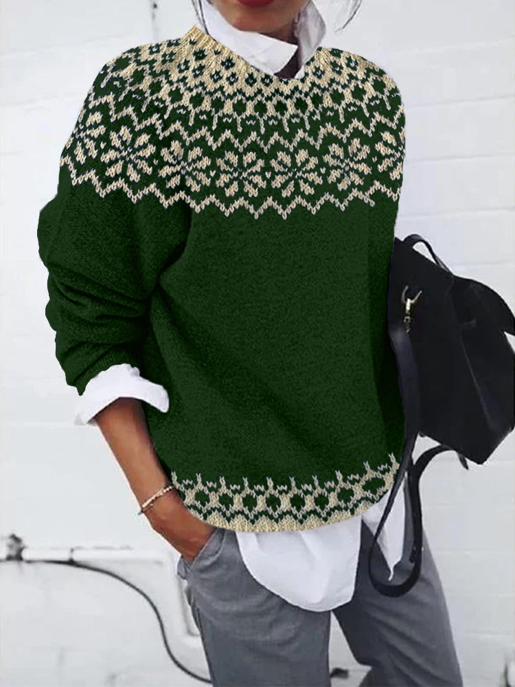 Damesweater med geometrisk mønster