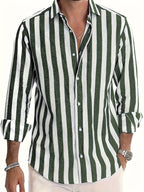 Camicia da uomo a righe a maniche lunghe