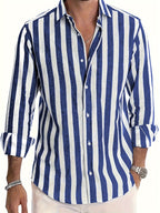 Camicia da uomo a righe a maniche lunghe