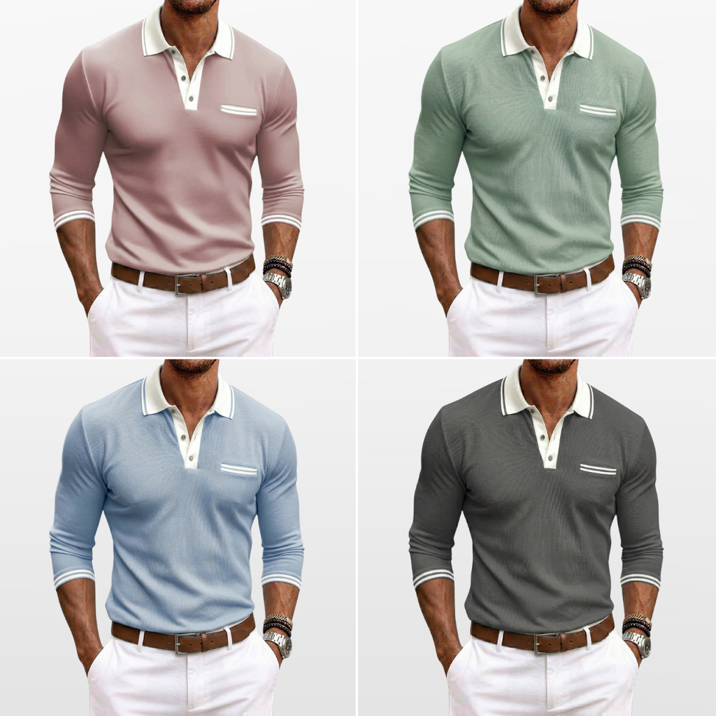 Męska Koszulka Polo Slim Fit z Długim Rękawem