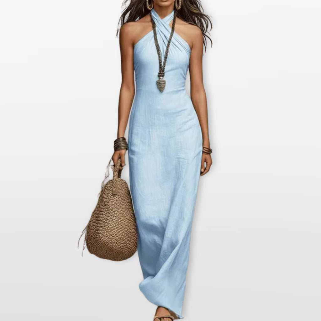 Sukienka Maxi Halter Elegancka Damska
