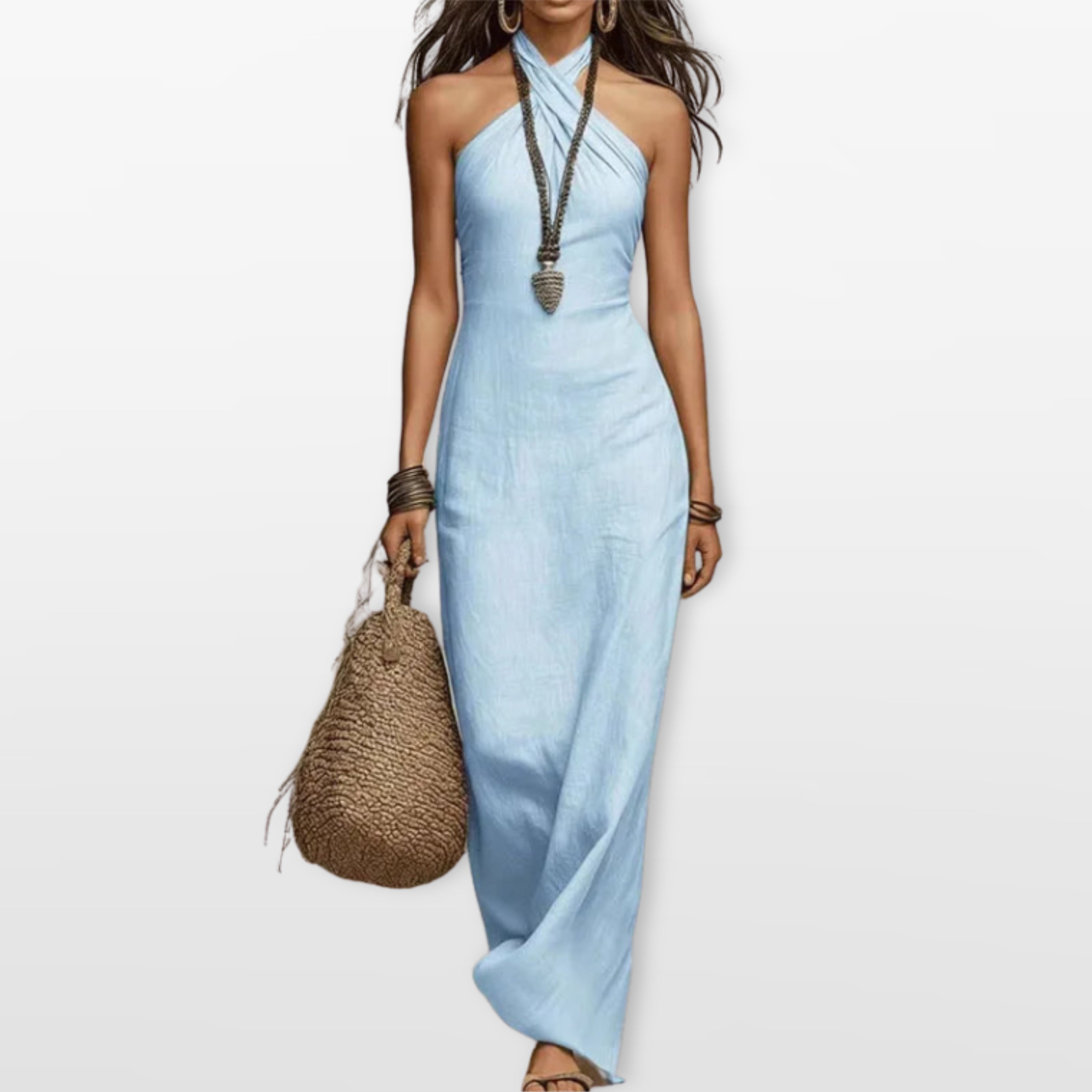 Sukienka Maxi Halter Elegancka Damska