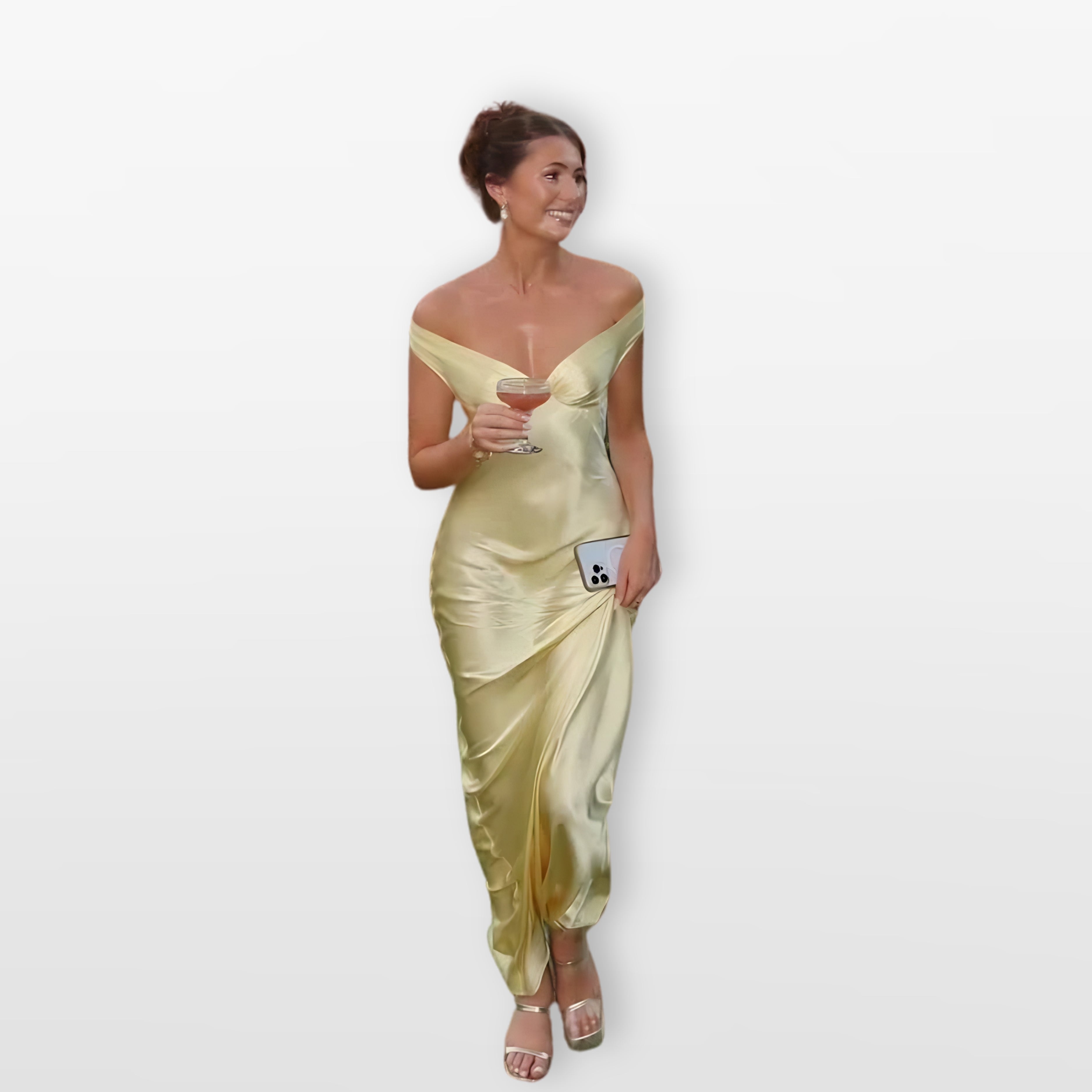 Sukienka Satynowa Maxi Wieczorowa Elegancka Damskie