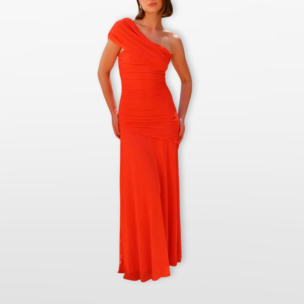 Sukienka Maxi Jedno Ramię Elegancka Damskie