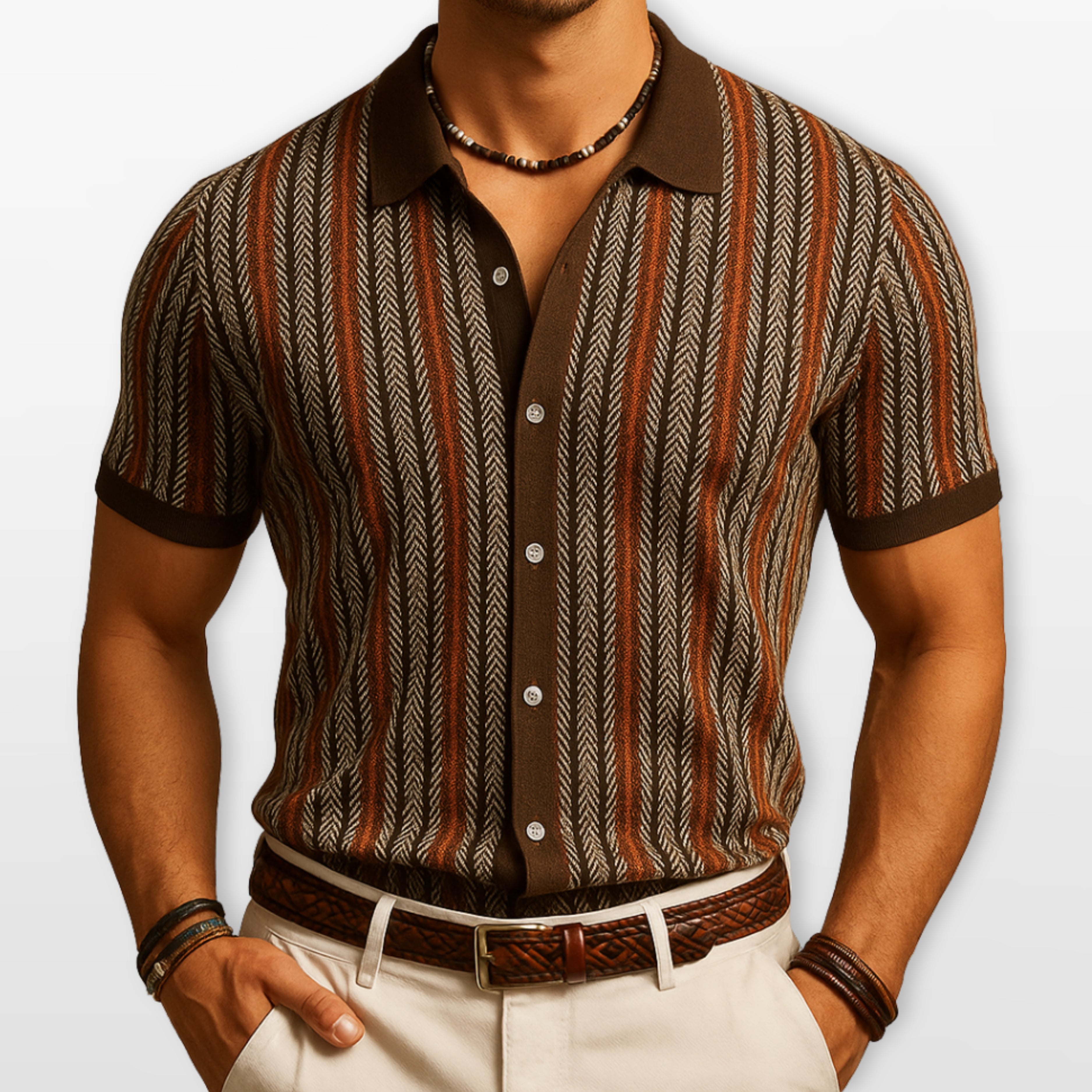 Polo Wzorzyste Slim Fit Męskie