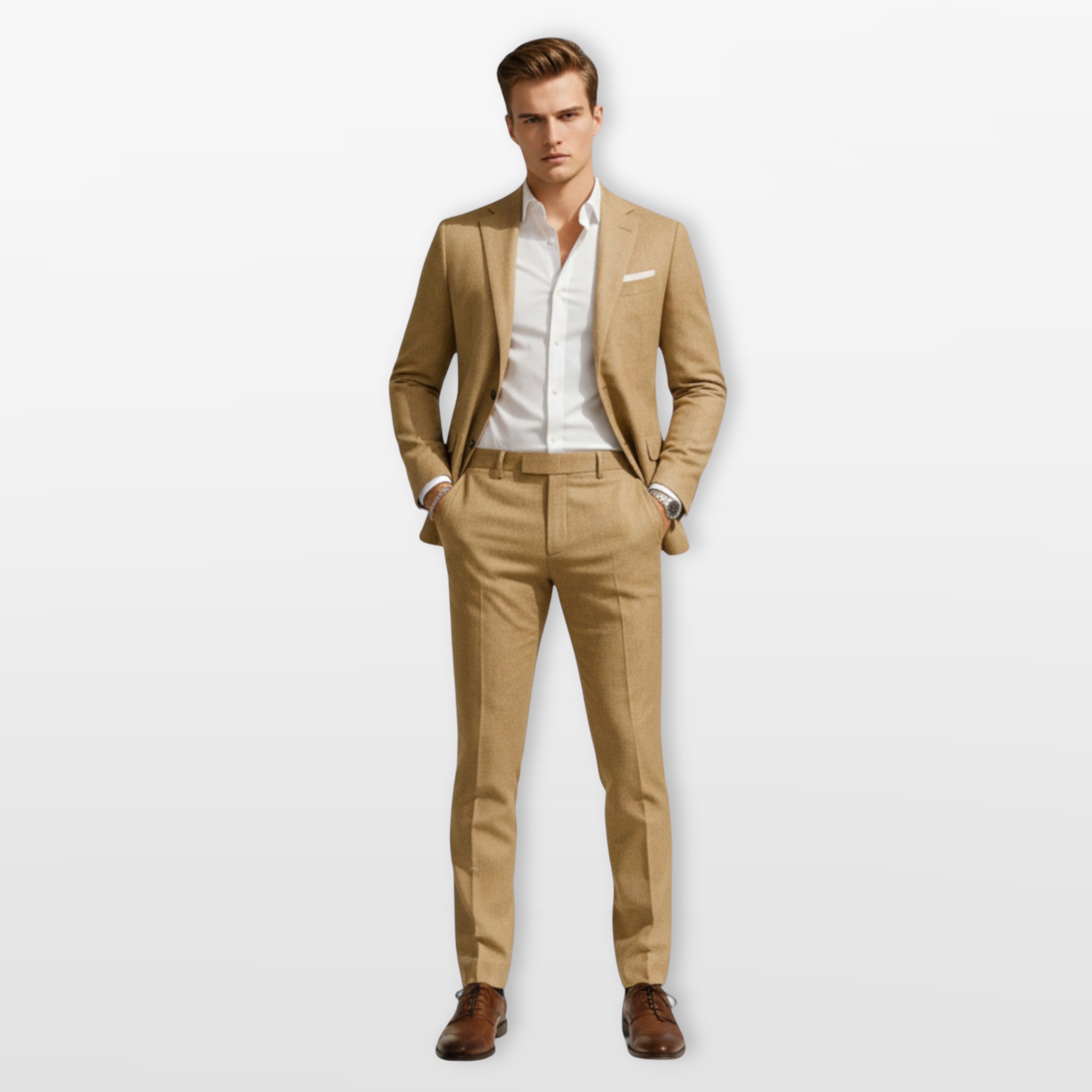 Garnitur Slim Fit Elegancki Dwuczęściowy Męski