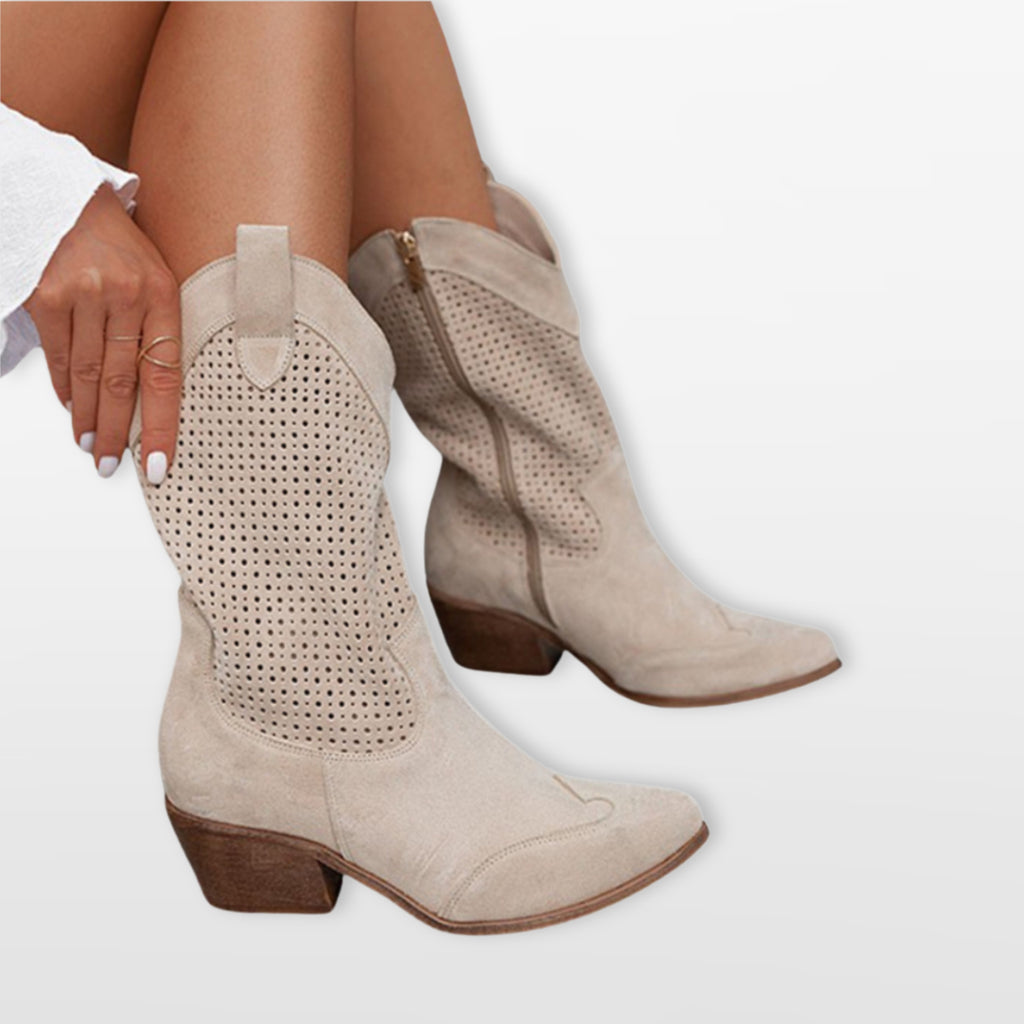 Damskie Botki Western Perforowane