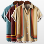 Męska Koszula Letnia Paski Retro Casual