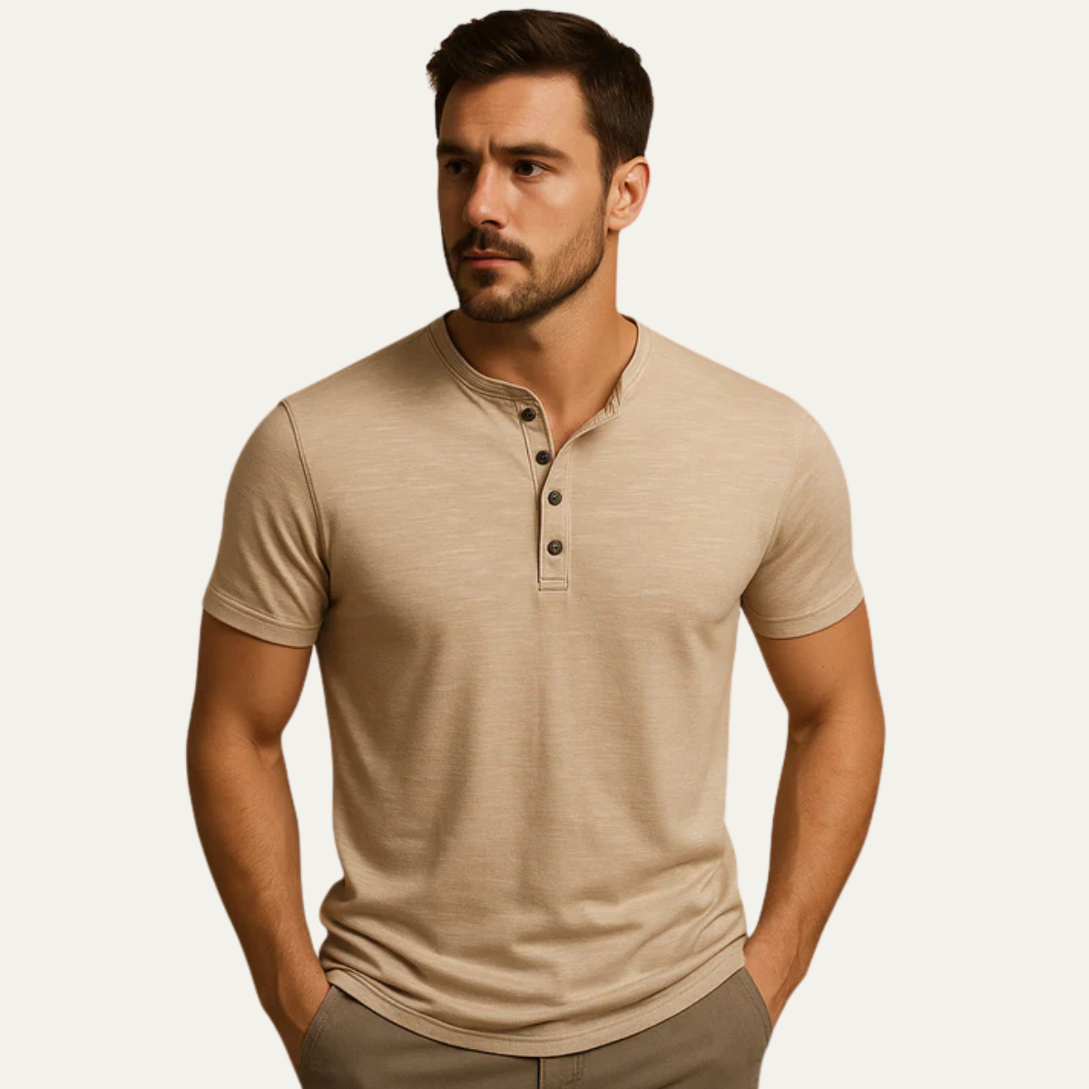 Pánské tričko Henley s krátkým rukávem