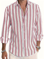 Camicia da uomo a righe a maniche lunghe