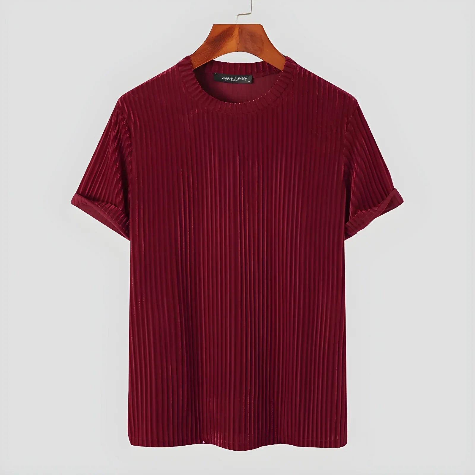 Prążkowany Dzianinowy T-shirt Damski