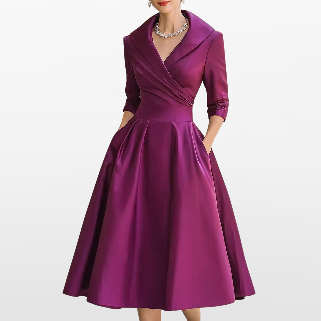 Damska Sukienka Midi Elegancka Wieczorowa