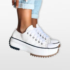 Damskie Sneakersy Na Platformie Sznurowane