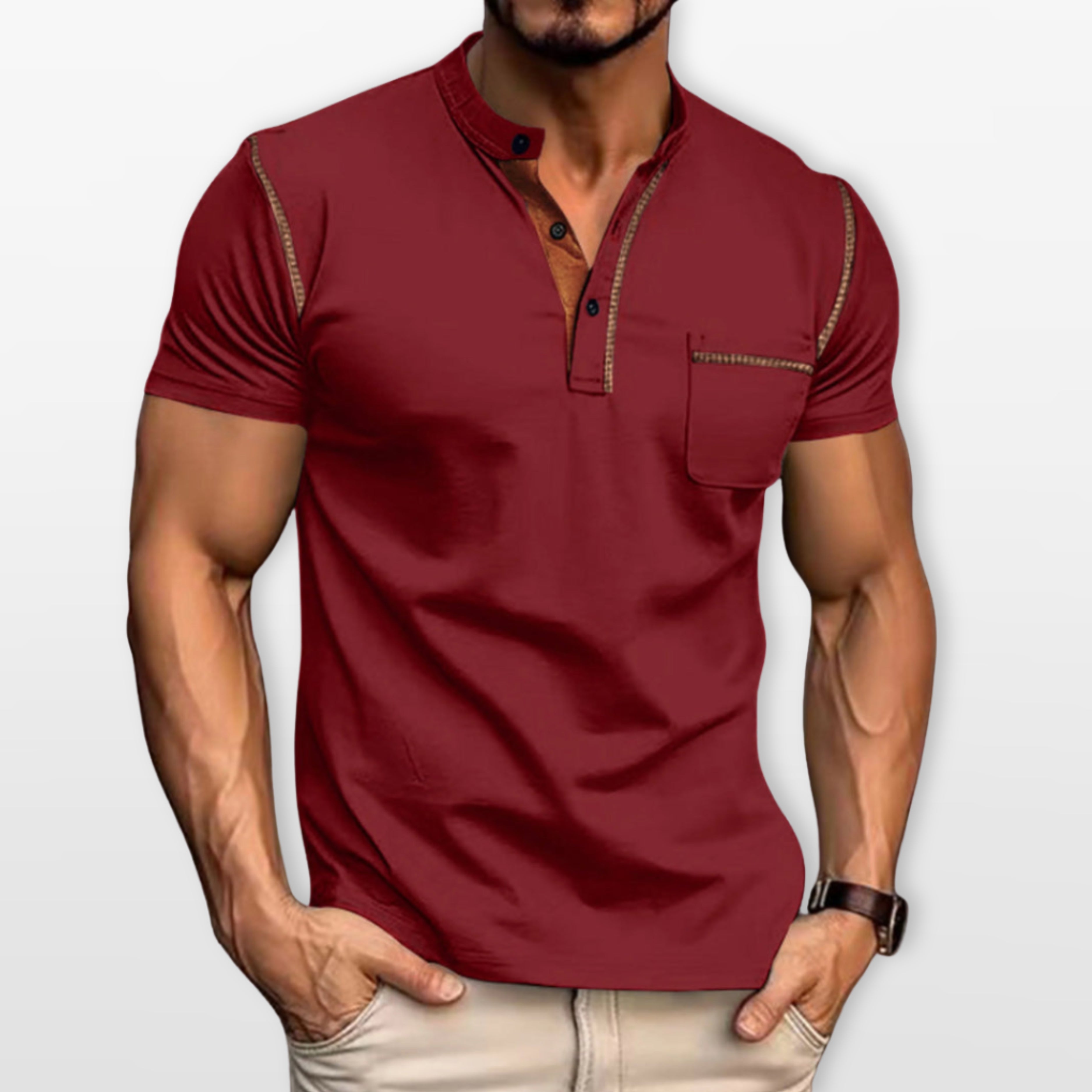 Męska Koszulka Polo Dopasowana Styl Henley