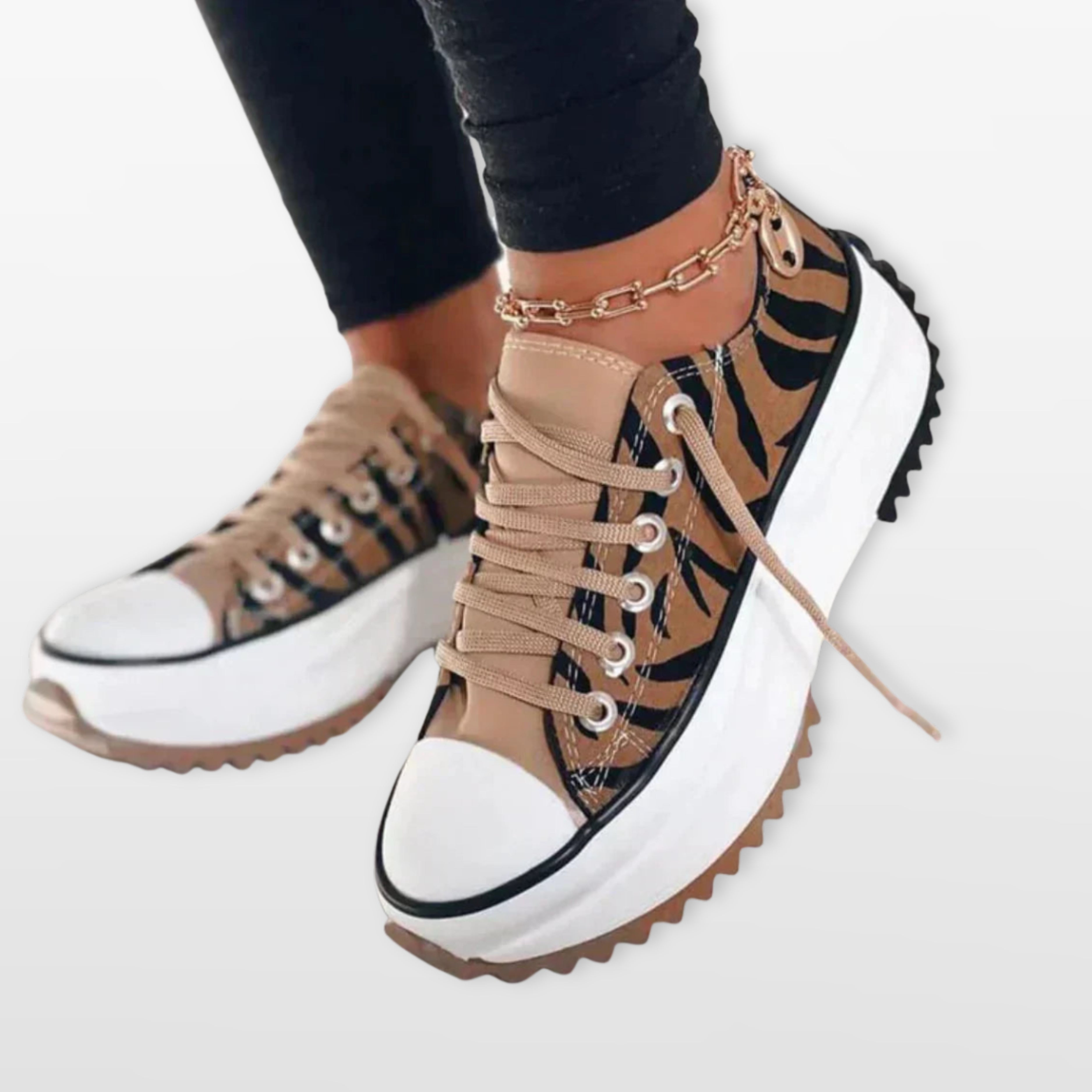 Sneakersy Platformowe Sznurowane Damskie