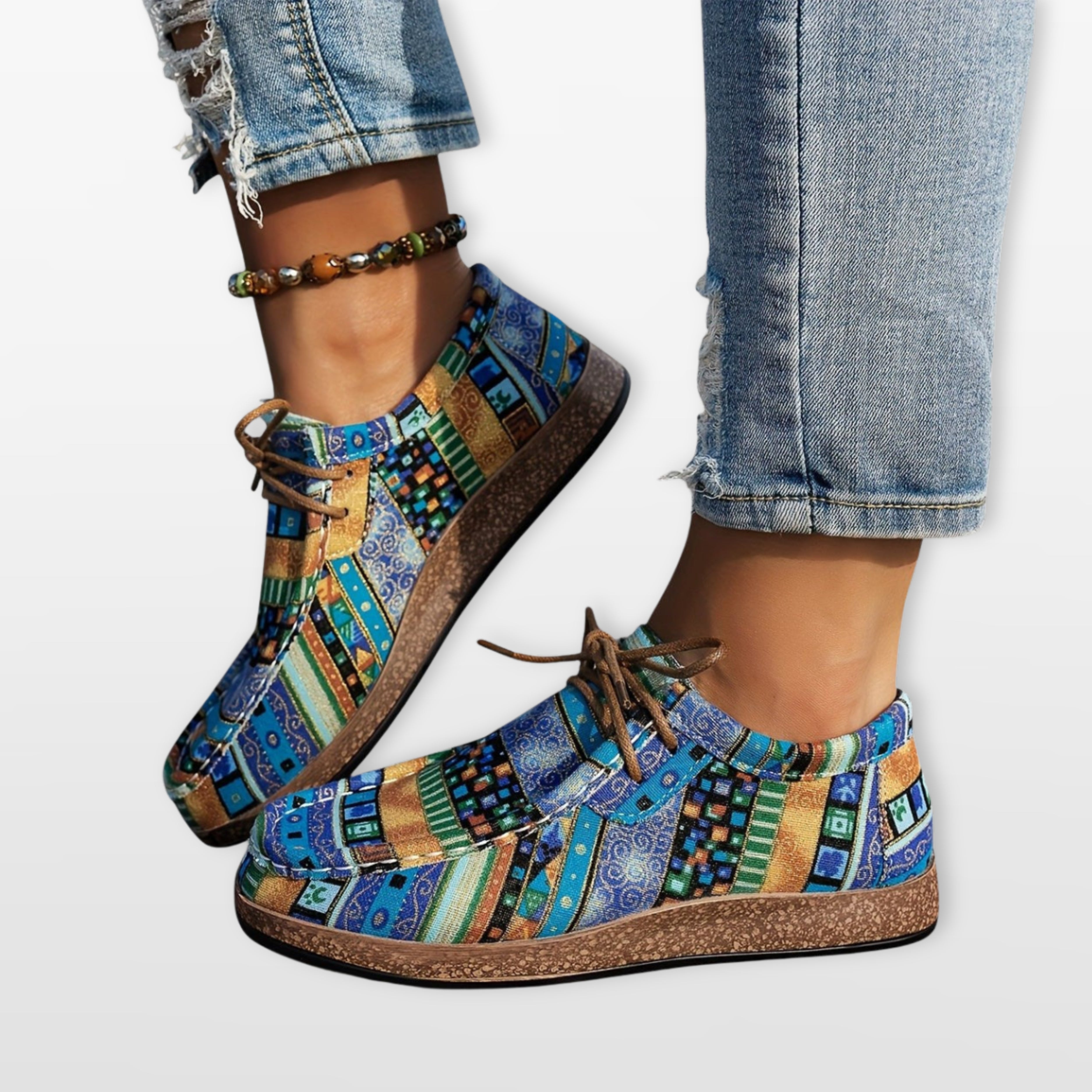 Buty Patchwork Kolorowe Na Platformie Damskie