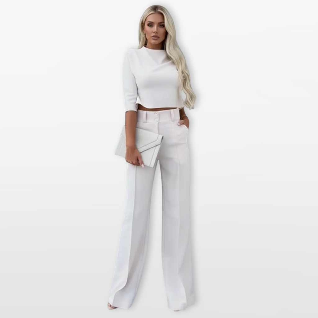 Damski Komplet Dwuczęściowy Top i Spodnie Elegancki