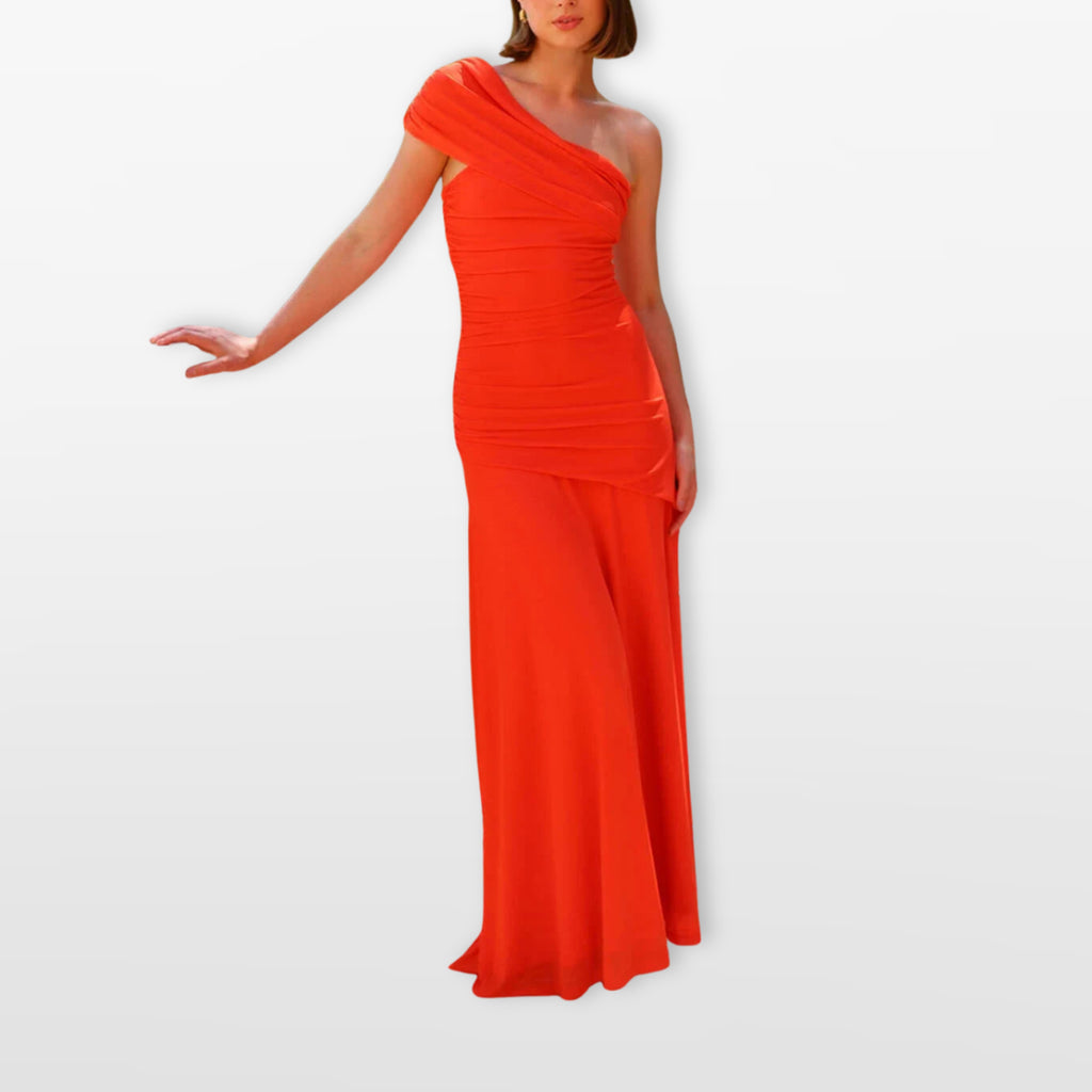 Sukienka Maxi Jedno Ramię Elegancka Damskie