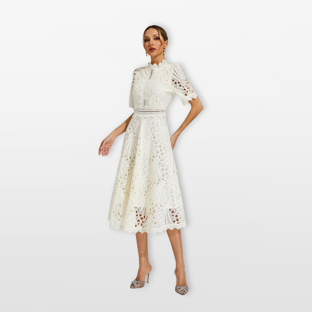 Čipkované midi šaty elegantné dámske