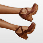 Damskie Czółenka Na Słupku Z Paskami Krzyżowanymi
