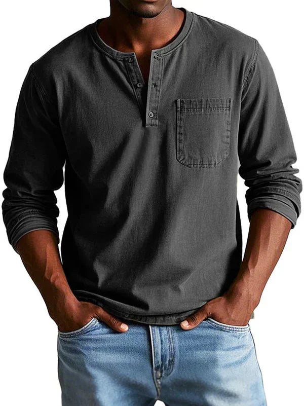 Koszulka Henley Z Długim Rękawem Męska