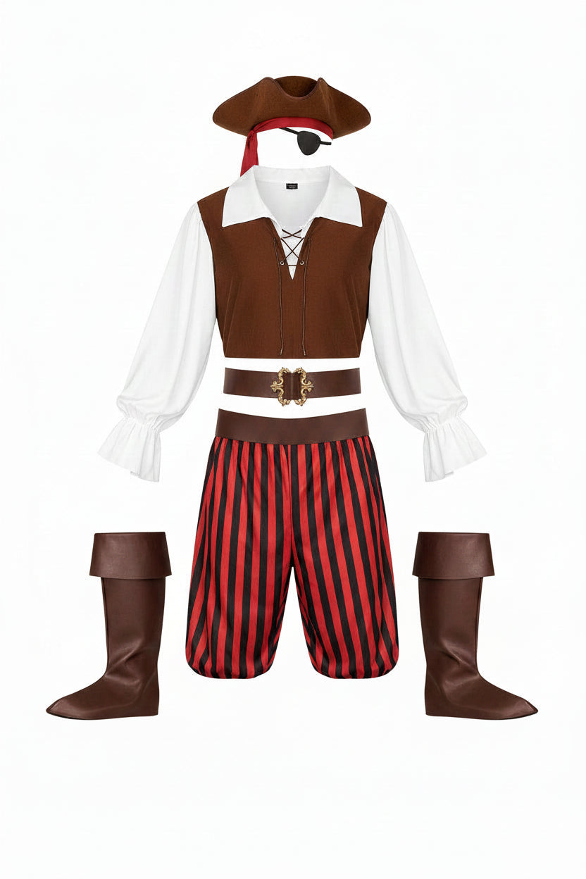 Halloween-piratkostume til mænd med snørehals