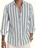 Camicia da uomo a righe a maniche lunghe
